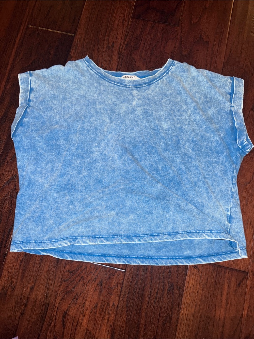 Zenana Outfitters Light Blue Mineral-Wash Short Sleeve Tee